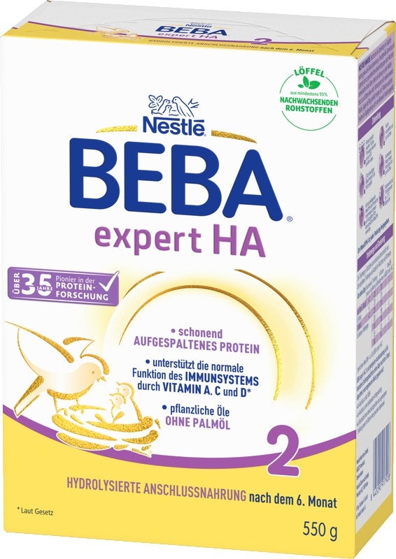 BEBA expert HA 2 Folgenahrung in der neuen Verpackung.